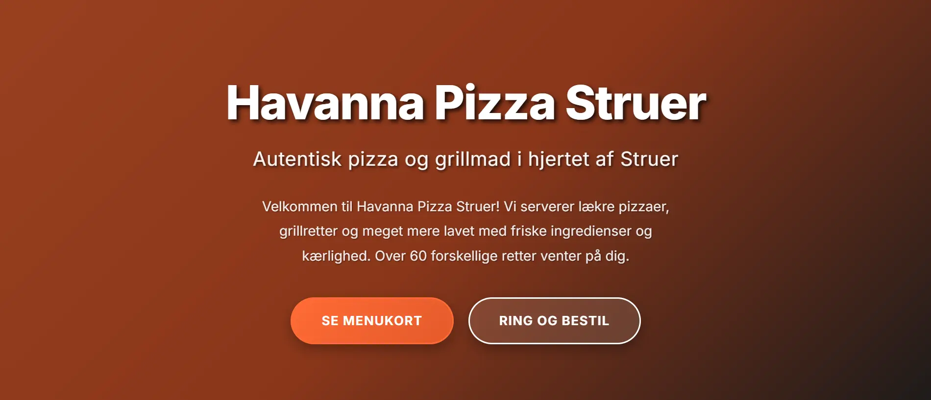 Forside af Havanna Pizza Struer website